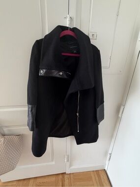 Club Monaco Black Women's Asymmetrical Wool-Blend Coat